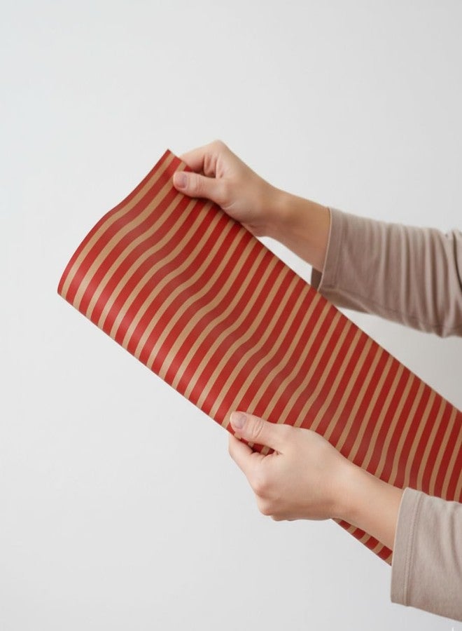 Baanki Queens Ragini Paper Products | Pack of 6 |Zumbo size kraft sheet with red stripes for gift wrapping | 90cm X 60cm | Perfect for wrapping gifts, festival gifiting, scrapbooking, bouquet wrapping, Valentines, birthday, anniversary - Image 3